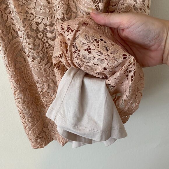 LOFT Flowy Dusty-Rose Floral Lace Lined Sleeveless Blouse Key Hole Back XSP - Picture 6 of 10